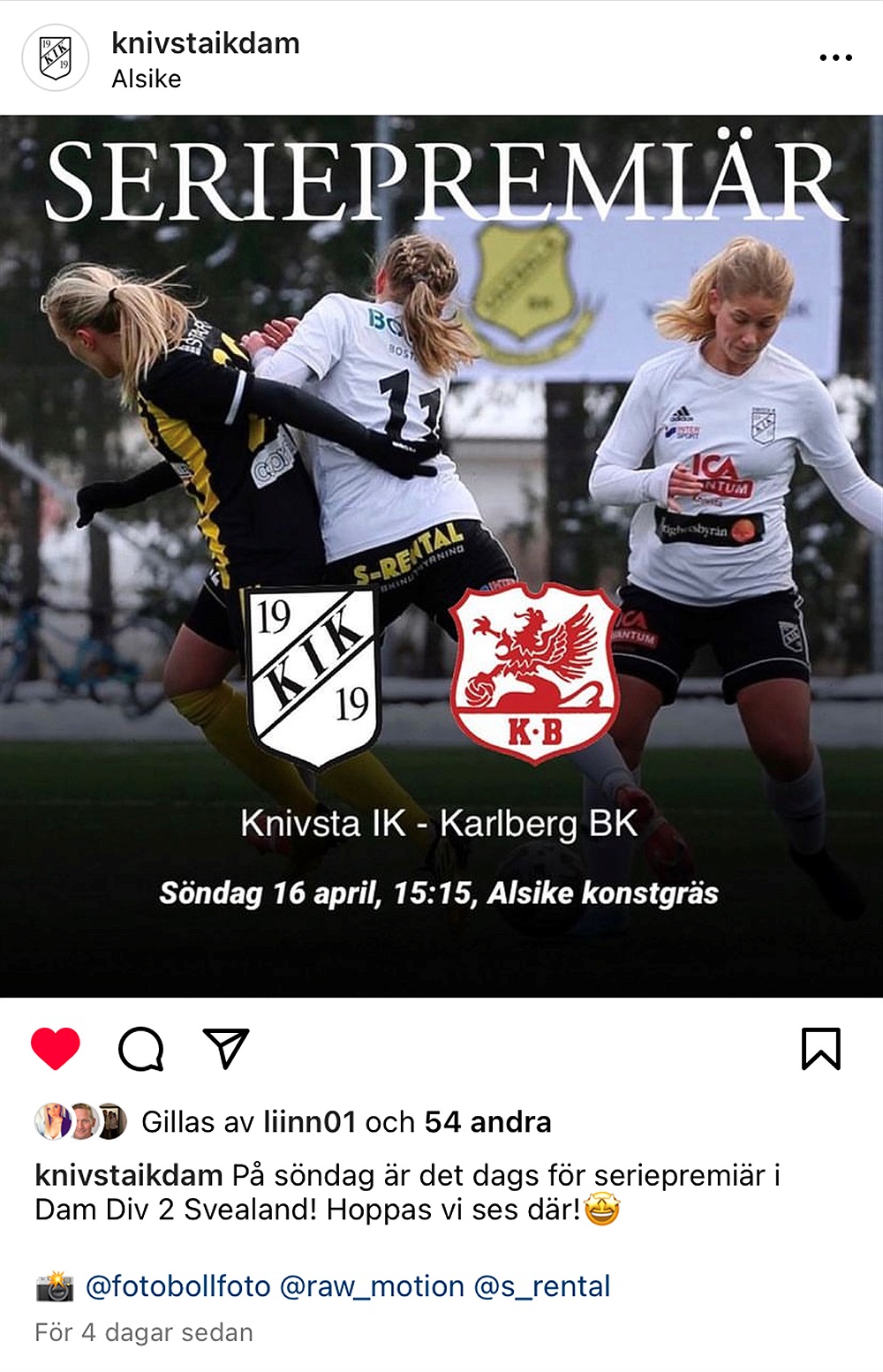Seriepremiär div 2 Svealand / Knivsta IK Fotboll Dam Svenskalag.se