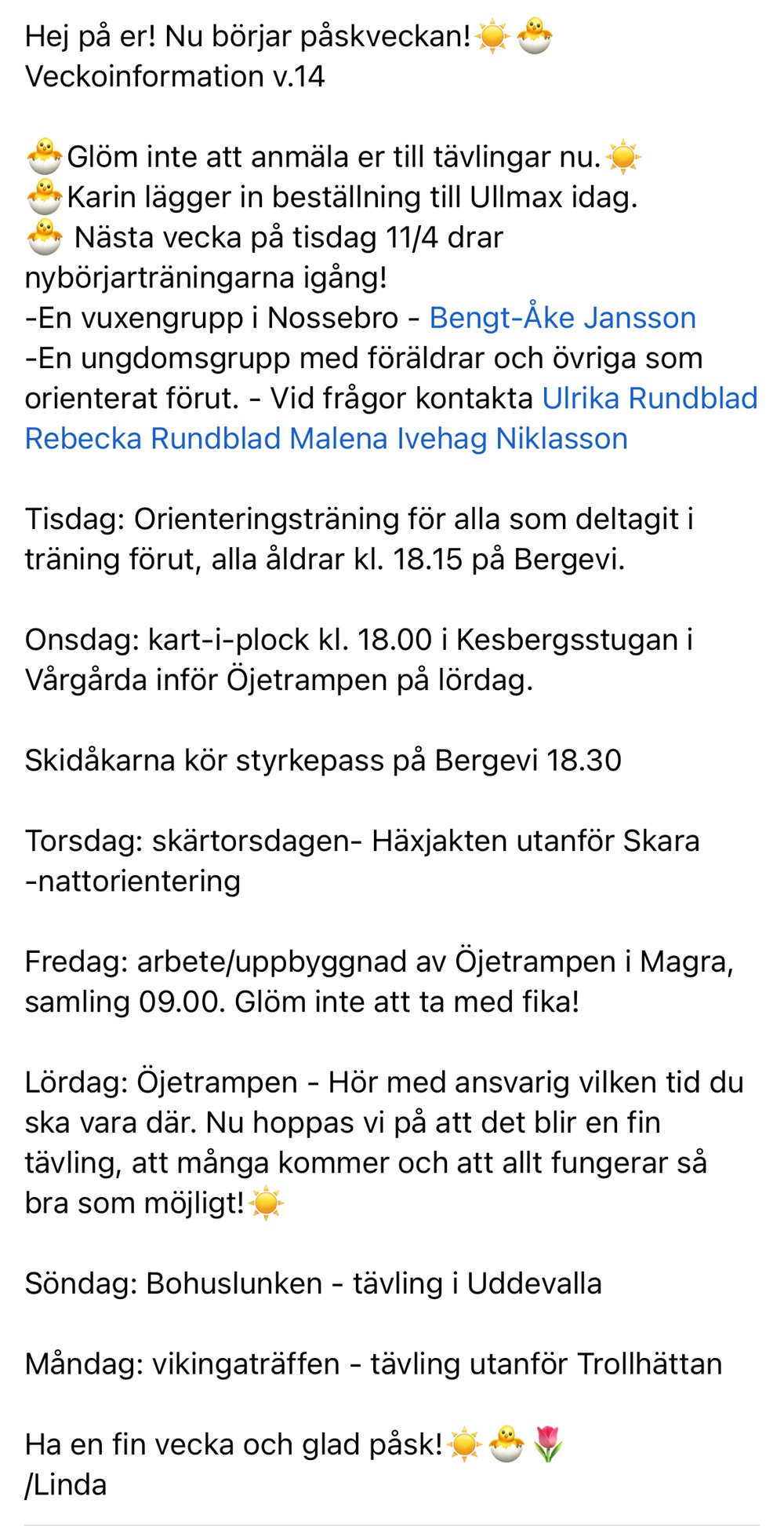 Veckoinformation  / Främmestads IK - Orientering & Skidor -  